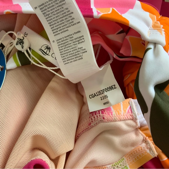 Cupshe One Piece Tie Back Tiny Cutout Swim Suit Hot Pink Tropical Pattern 3X NWT - Picture 9 of 9